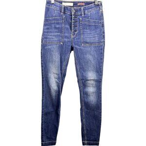 Anthropologie Pilcro High-Rise Button-Fly Skinny Jeans Sz 6 Dark Rinse EUC